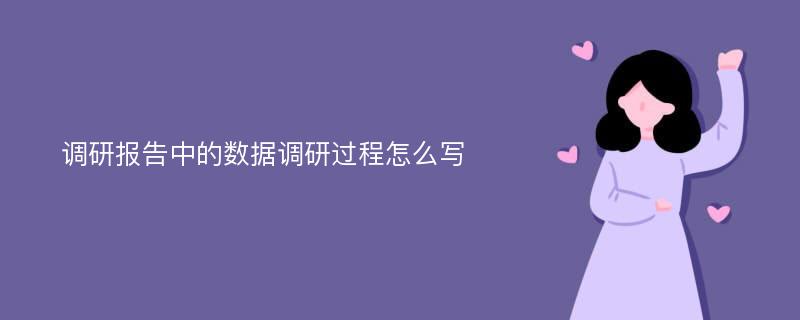 调研报告中的数据调研过程怎么写