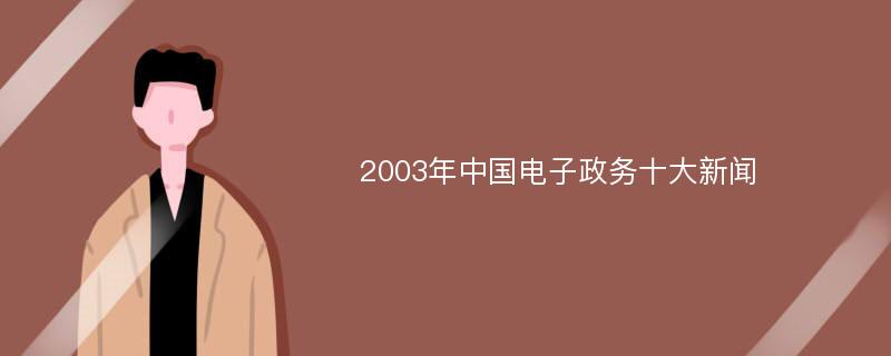 2003年中国电子政务十大新闻