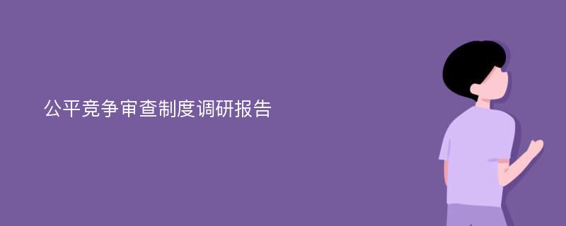 公平竞争审查制度调研报告