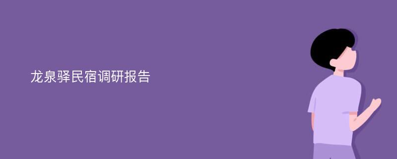 龙泉驿民宿调研报告