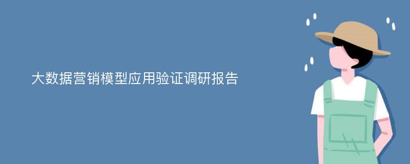 大数据营销模型应用验证调研报告